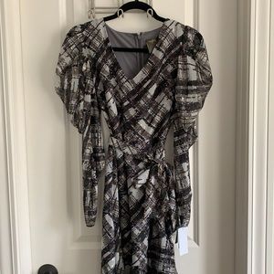 Taylor | Womens Plaid High Low Belted Sheath Dress